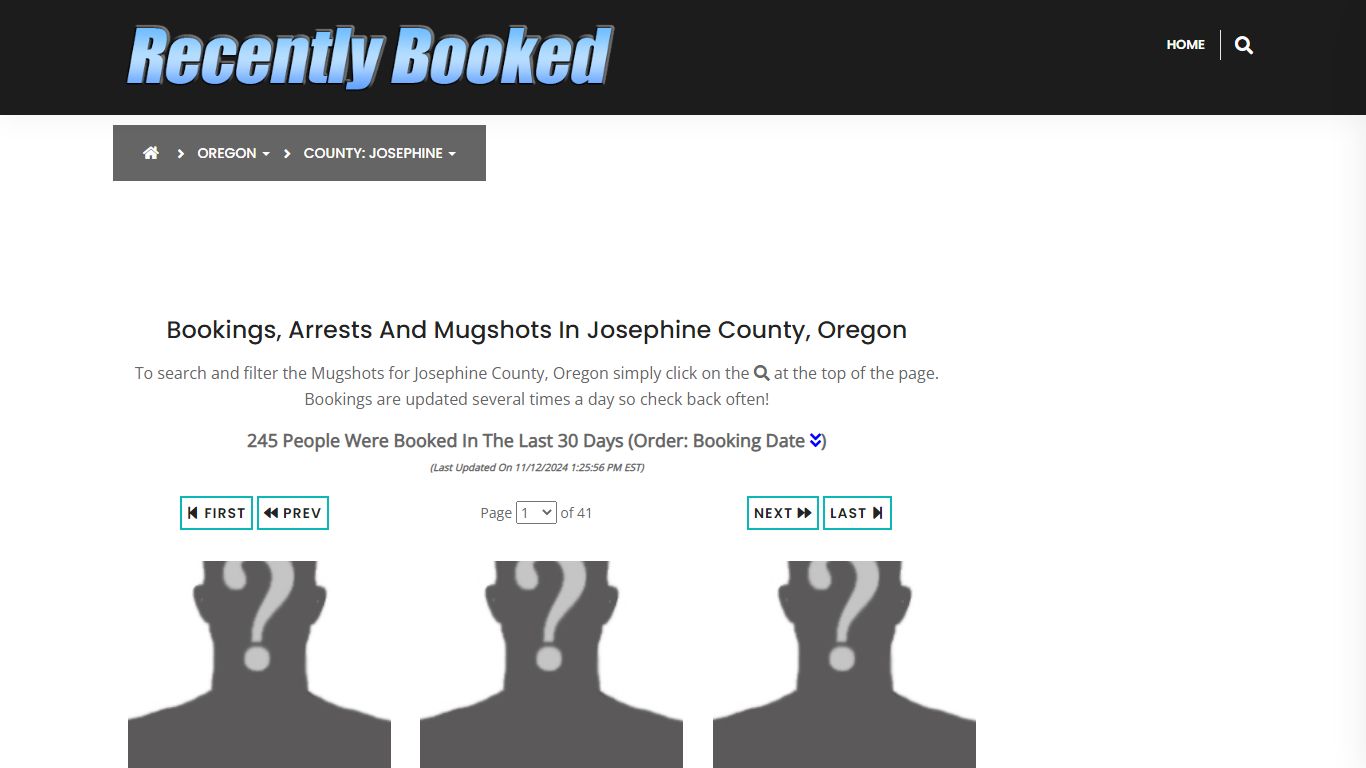 Bookings, Arrests and Mugshots in Josephine County, Oregon