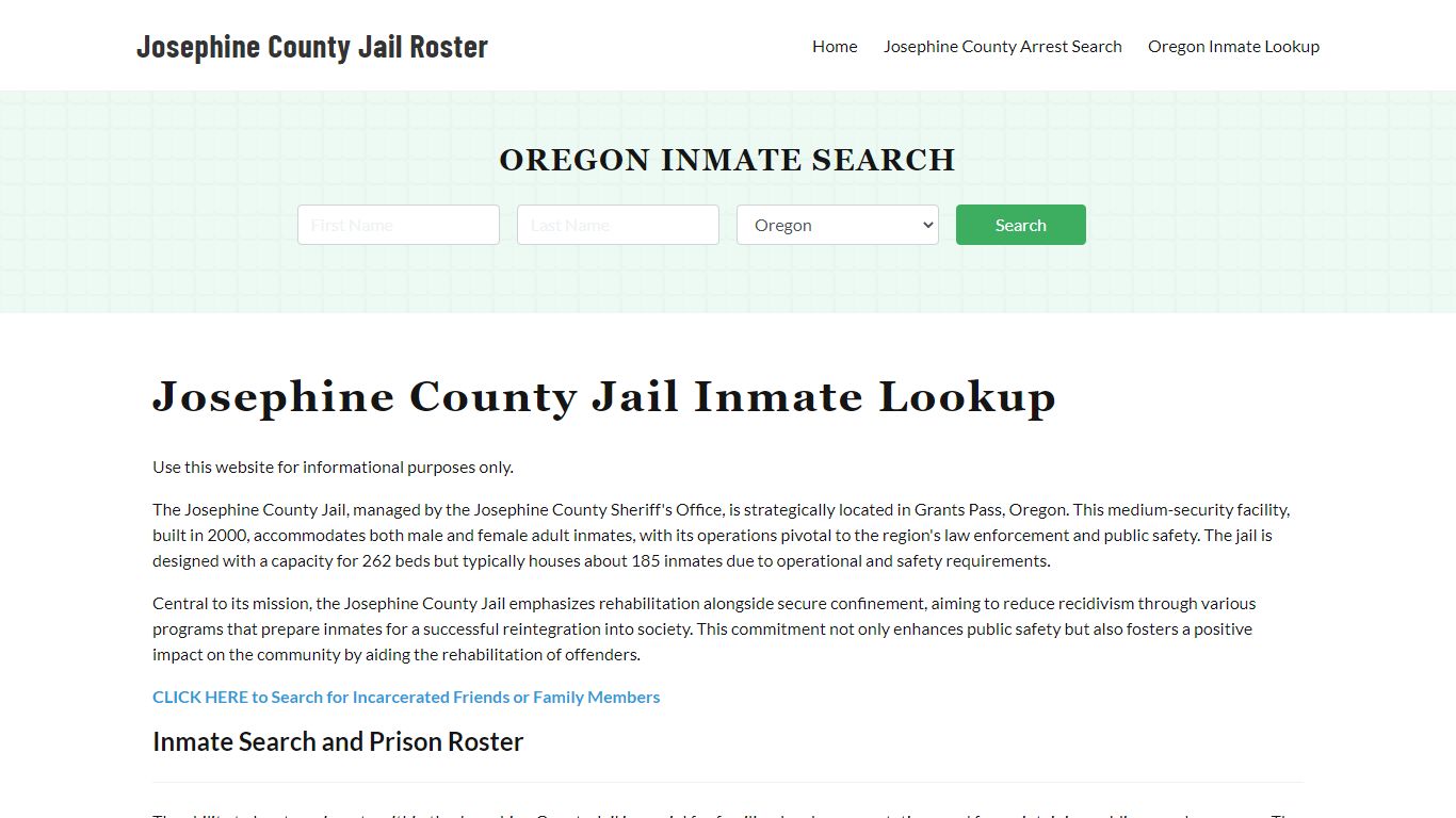 Josephine County Jail Roster Lookup, OR, Inmate Search