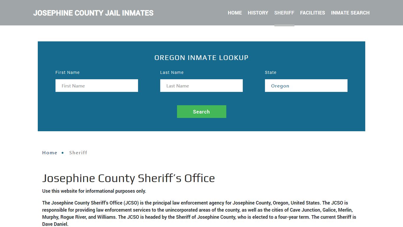 Josephine County Sheriff, OR Arrest Warrant Lookup